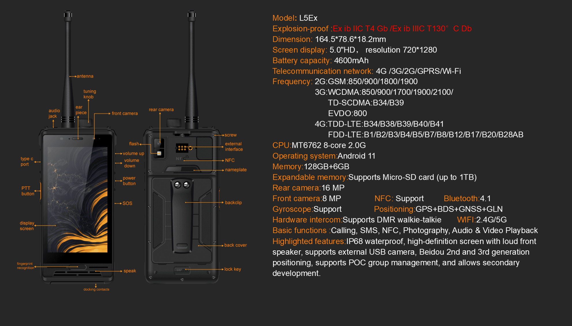 Explosion Proof walkie-talkie Smartphone 