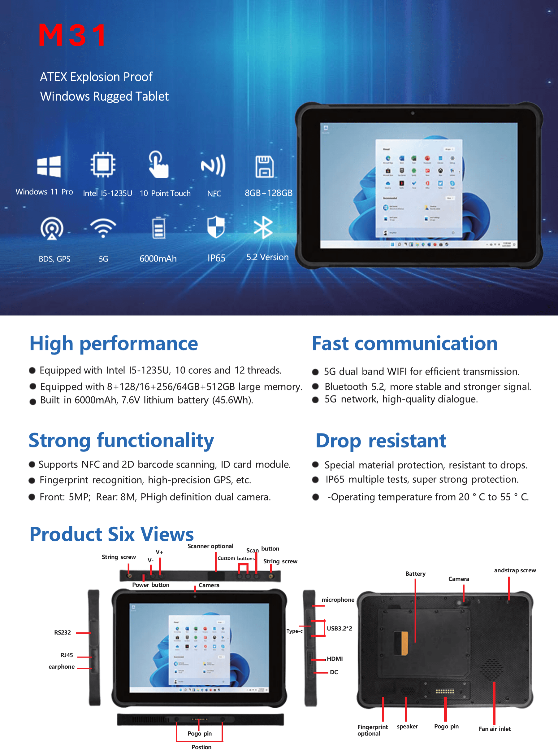 M31 windows explosion proof rugged tablet
